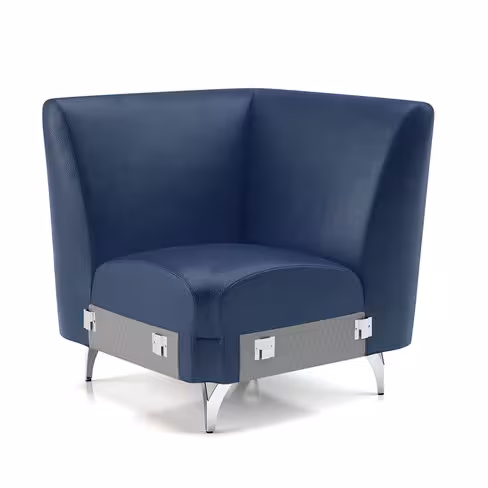 Fauteuil d'angle modulaire Karnak - textile enduit grainé - piétement chrome