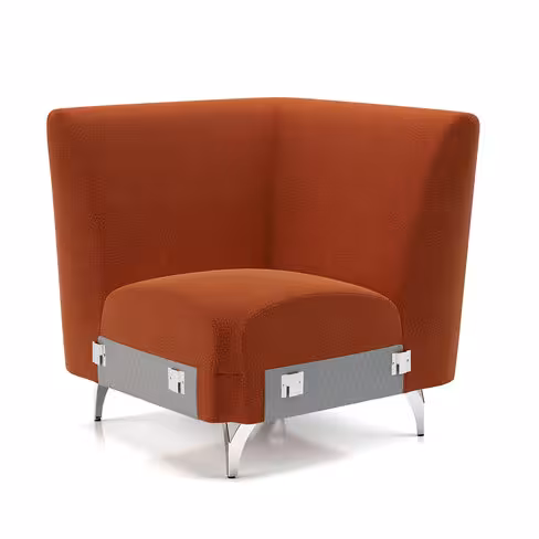 Fauteuil d'angle modulaire Karnak - microfibre piétement chrome