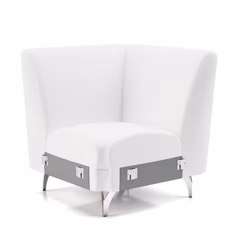 Fauteuil d'angle modulaire Karnak - cuir piétement chrome