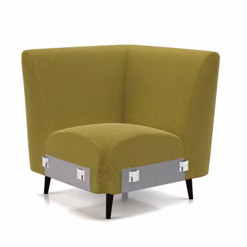 Fauteuil d'angle modulaire Karnak - tissu Blake piétement bois