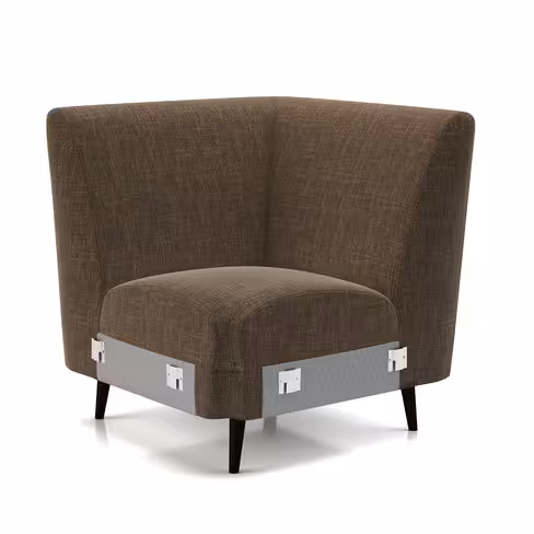 Fauteuil d'angle modulaire Karnak - tissu Barein piétement bois