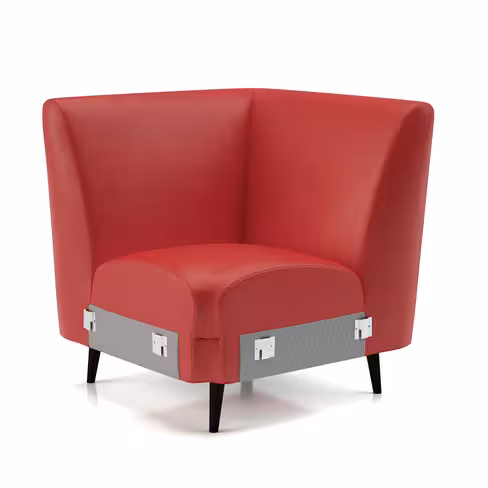 Fauteuil d'angle modulaire Karnak - textile enduit grainé - piétement bois