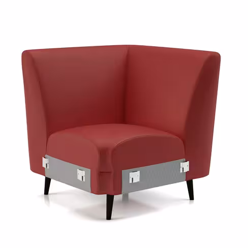 Fauteuil d'angle modulaire Karnak - cuir piétement bois