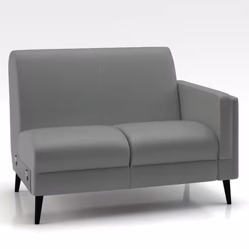 Canapé 2 places modulaire Karnak - cuir piétement bois