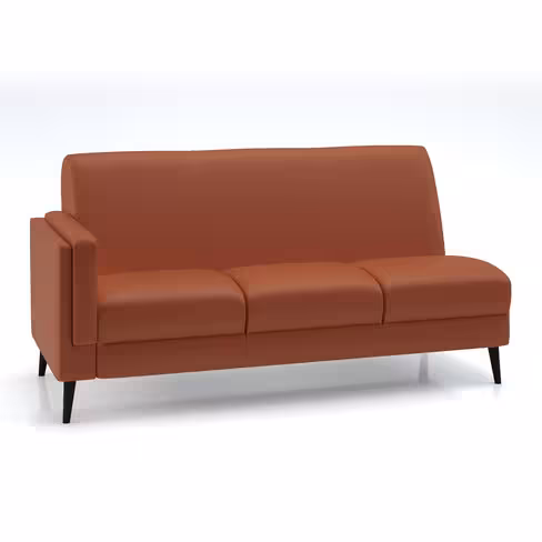 Canapé 3 places modulaire Karnak - cuir piétement bois