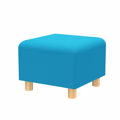 Pouf carré Yola - tissu - patins bois