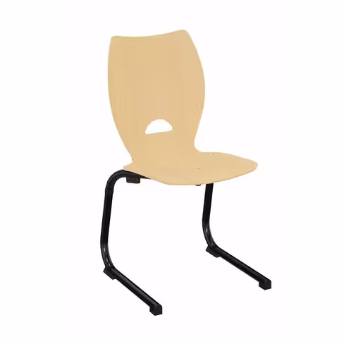 Chaise appui sur table Izoacier coque A - hêtre verni naturel - piétement acier noir - lot de 4