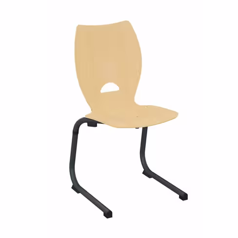 Chaise appui sur table Izoacier coque A - hêtre verni naturel - piétement acier époxy - lot de 4