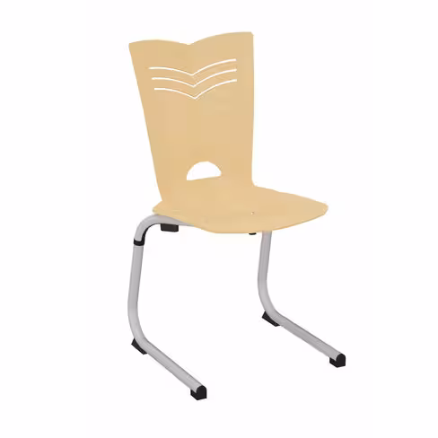 Chaise appui sur table Izoacier coque B - hêtre verni naturel - piétement acier gris alu - lot de 4