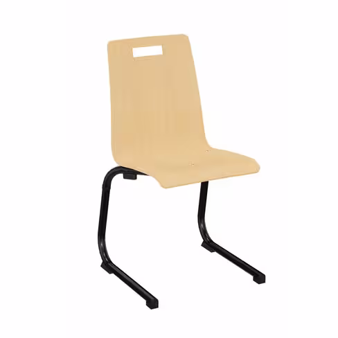 Chaise appui sur table Izoalu coque C - hêtre verni naturel - piétement aluminium noir - lot de 4