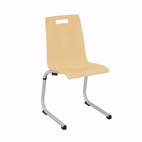 Chaise appui sur table Izoalu coque C - hêtre verni naturel - piétement aluminium gris alu - lot de 4