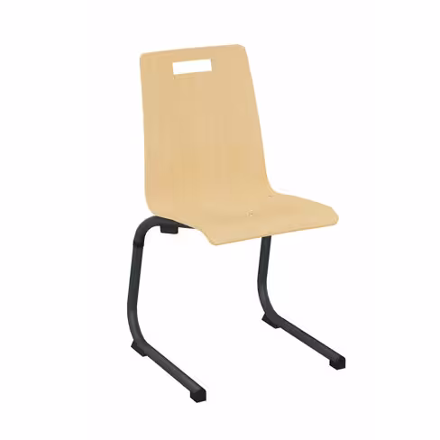 Chaise appui sur table Izoalu coque C - hêtre verni naturel - piétement aluminium époxy - lot de 4
