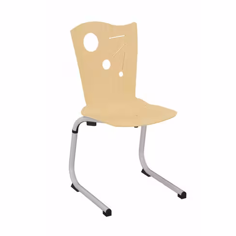 Chaise appui sur table Izoalu coque D - hêtre verni naturel - piétement aluminium gris alu - lot de 4