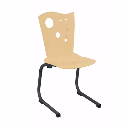 Chaise appui sur table Izoalu coque D - hêtre verni naturel - piétement aluminium époxy - lot de 4