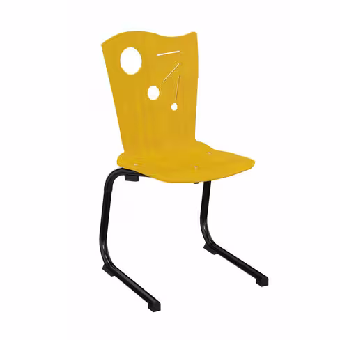 Chaise appui sur table Izoalu coque D - hêtre teinté - piétement aluminium époxy - lot de 4 coque