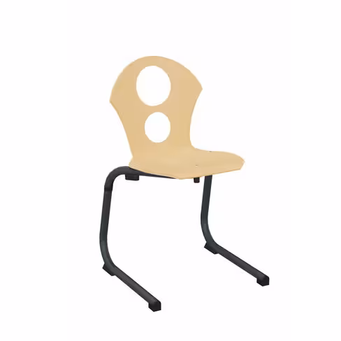 Chaise appui sur table ultra légère Izoalu coque E - hêtre verni naturel - piétement aluminium époxy - lot de 4