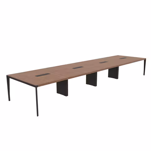 Table de réunion 16/18 places X-Time Wood - l. 561 x pr. 141 cm - piétement métal - plateau placage bois
