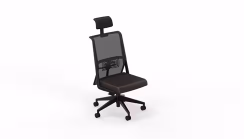 Chaise de bureau Comforto 59 - assise cuir - dossier résille - appui-tête