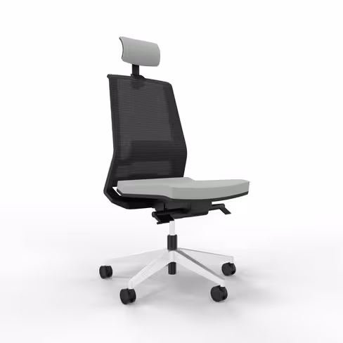 Chaise de bureau Léandre Manager - assise cuir - dossier résille - appui-tête - translation d'assise