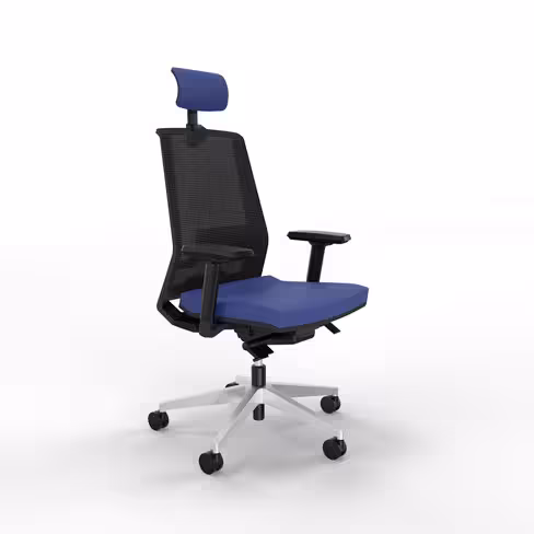 Fauteuil de bureau Léandre Manager - assise tissu - dossier résille - appui-tête - translation d'assise