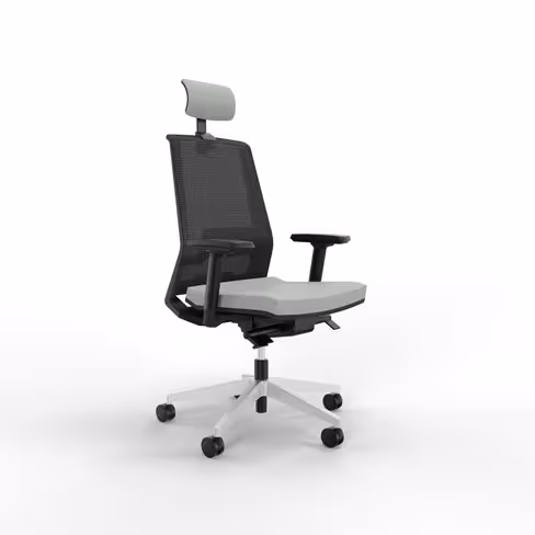 Fauteuil de bureau Léandre Manager - assise cuir - dossier résille - appui-tête - translation d'assise