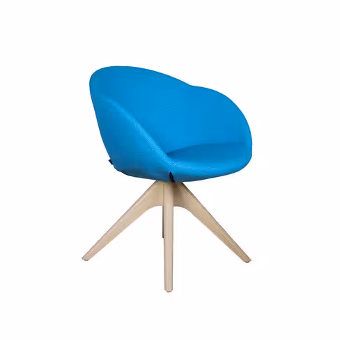 Fauteuil 4 pieds bois pivotant Evy - textile enduit texturé - unicolore