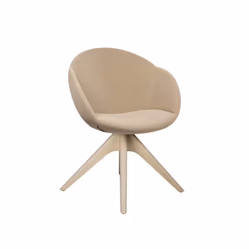 Fauteuil 4 pieds bois pivotant Evy - microfibre - unicolore unicolore