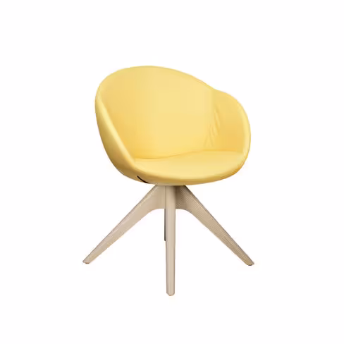 Fauteuil 4 pieds bois pivotant Evy - cuir - unicolore