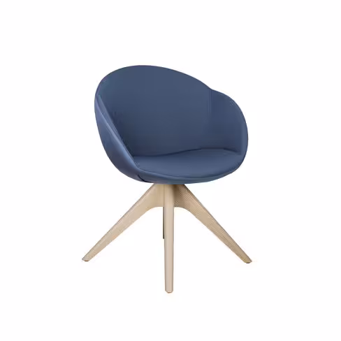 Fauteuil 4 pieds bois pivotant Evy - tissu - bicolore