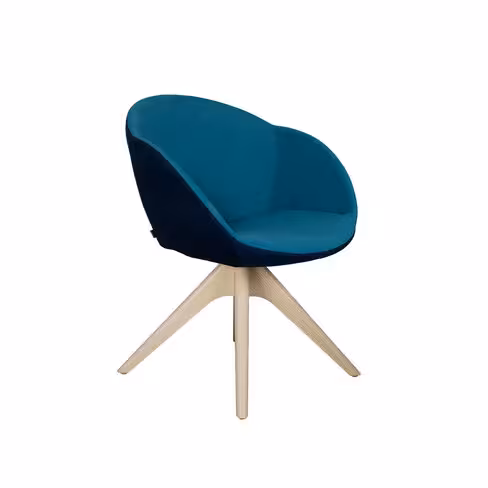 Fauteuil 4 pieds bois pivotant Evy - microfibre - bicolore