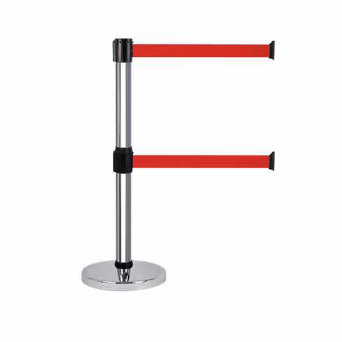 Poteau de guidage à double sangle - chromé - sangle 3 m