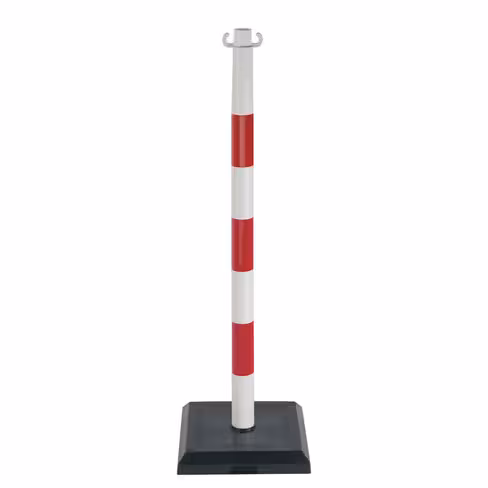 Poteau de balisage à crochets - PVC - avec socle lesté 3 kg