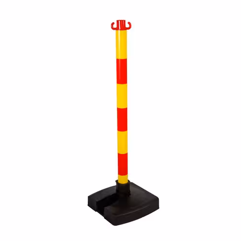 Poteau de balisage rabattable à crochets - PVC - avec socle lesté