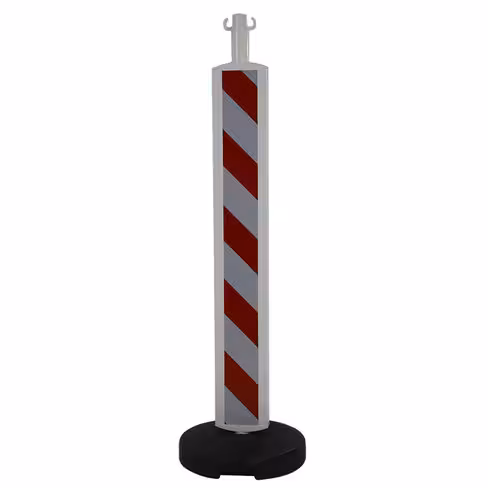 Poteau de balisage à crochets - PVC - avec socle à lester - haute visibilité - 1 m