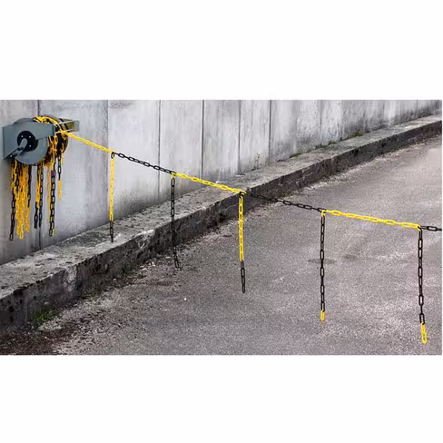 Barrière de chaîne avec dérouleur 25 m - kit de fixation mural fourni