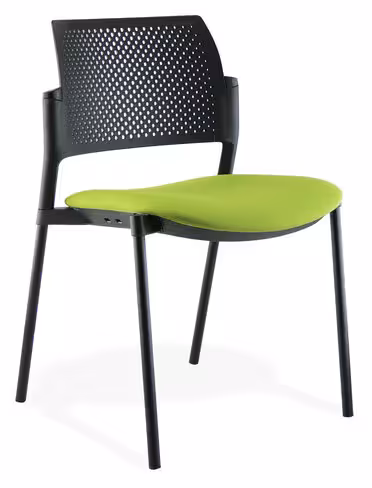 Chaise de réunion 4 pieds Kyos - assise tissu - dossier polypropylène - piétement époxy - lot de 2