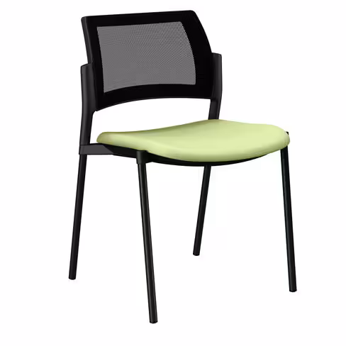 Chaise de réunion 4 pieds Kyos - assise textile enduit grainé - dossier résille - piétement époxy - lot de 2