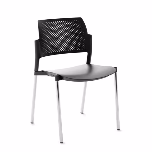 Chaise de réunion 4 pieds Kyos - polypropylène - piétement chrome - lot de 2
