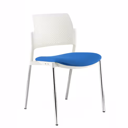 Chaise de réunion 4 pieds Kyos - assise tissu - dossier polypropylène - piétement chrome - lot de 2