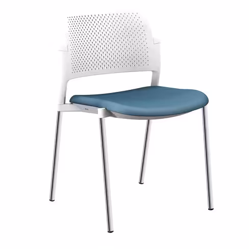 Chaise de réunion 4 pieds Kyos - assise textile enduit grainé - dossier polypropylène - piétement chrome - lot de 2