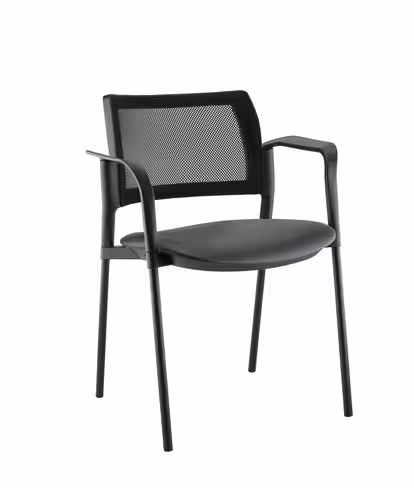 Fauteuil de réunion 4 pieds Kyos- assise textile enduit grainé - dossier résille - piétement époxy - lot de 2