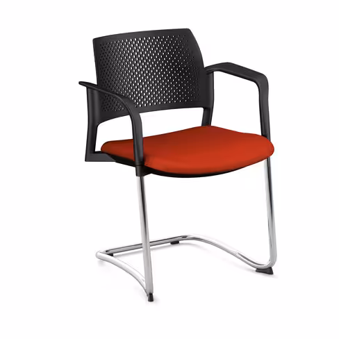 Fauteuil de réunion luge Kyos - assise textile enduit grainé - dossier polypropylène - piétement chrome - lot de 2