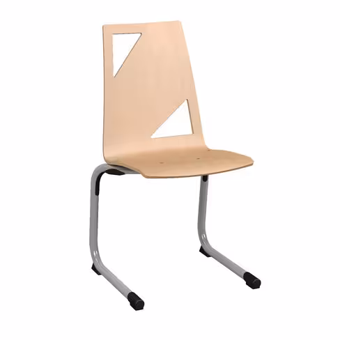 Chaise appui sur table Moda - coque bois - piètement aluminium époxy