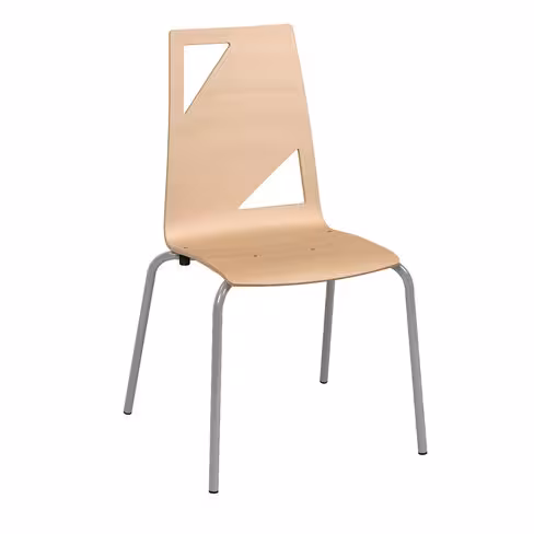 Chaise 4 pieds Moda - coque bois - piètement acier époxy