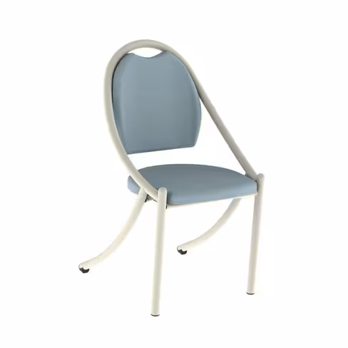 Chaise appui sur table Aloe II - assise et dossier textile enduit - piétement aluminium