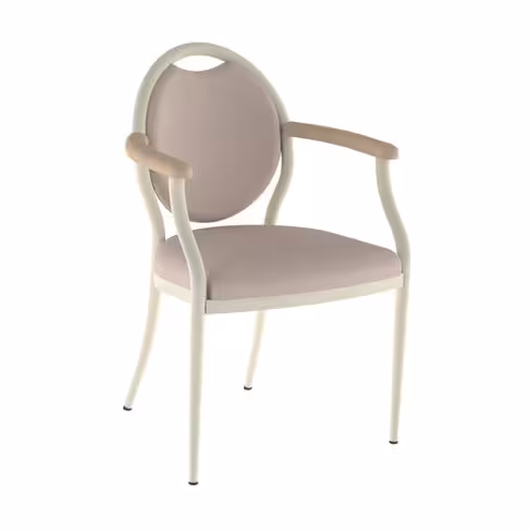 Fauteuil bridge 4 pieds Aloe II - assise et dossier textile enduit - accotoirs bois