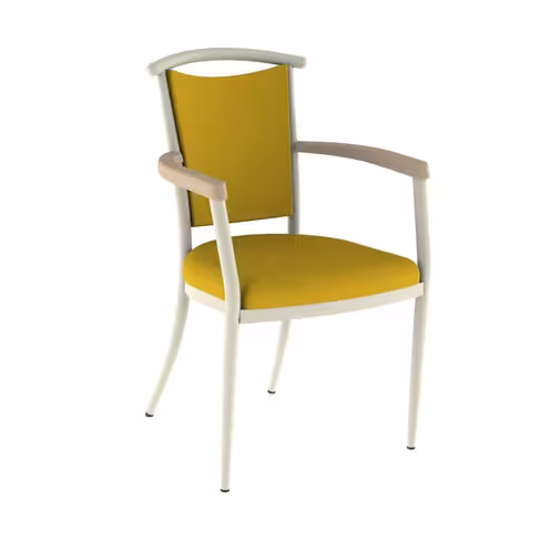 Fauteuil 4 pieds 550 - assise et dossier textile enduit - accotoirs bois - piétement aluminium