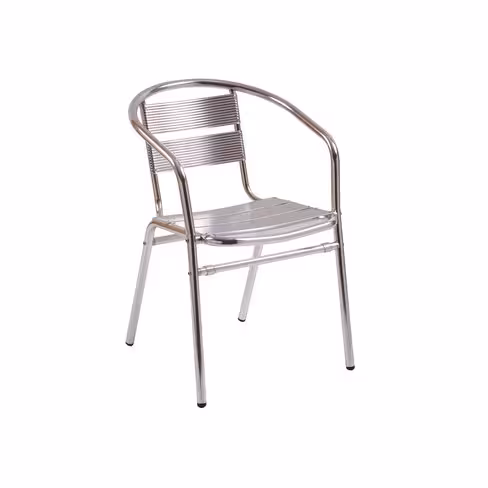 Fauteuil 4 pieds Soléa - aluminium - assise et dossier à lattes