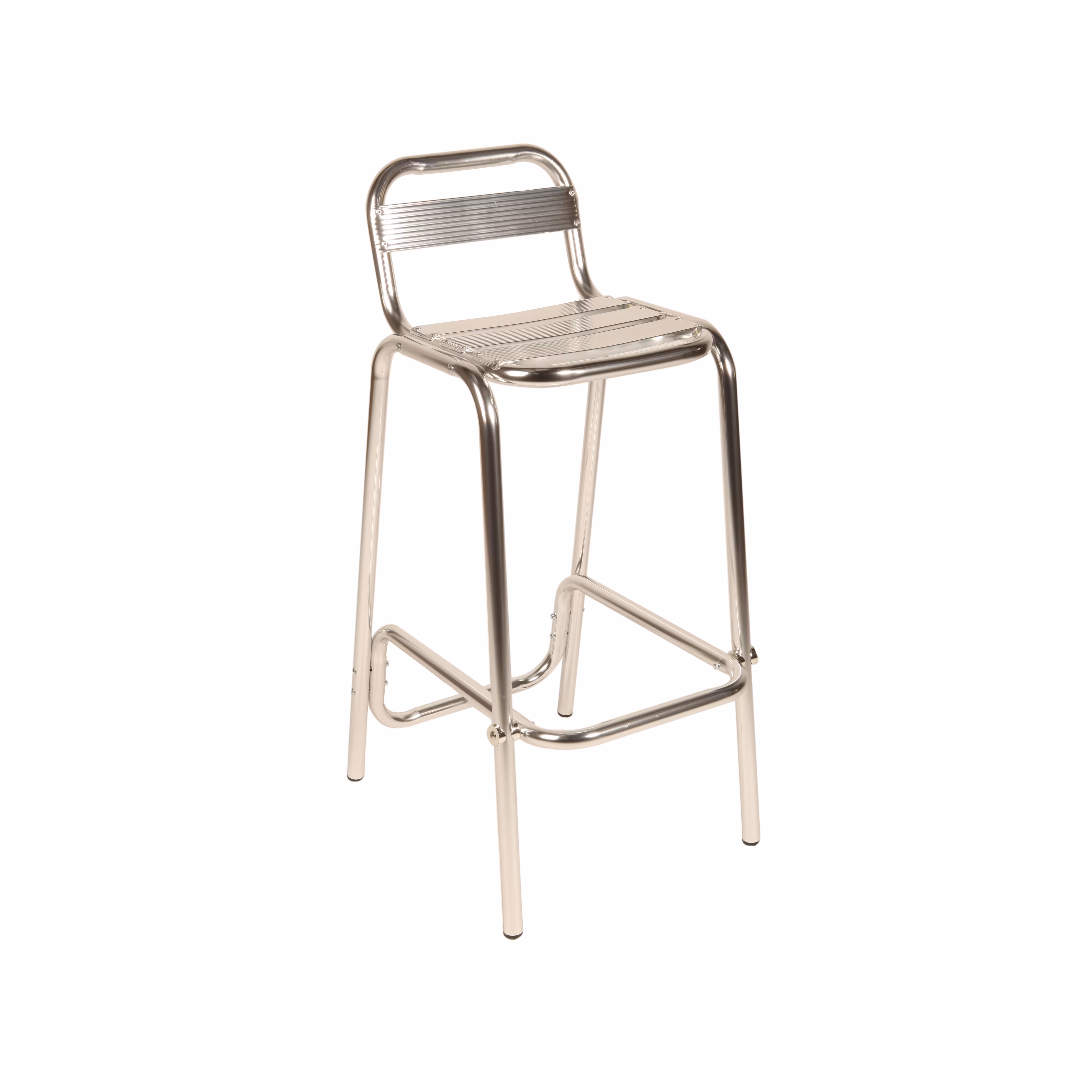 Chaise haute 4 pieds Soléa - aluminium - assise et dossier à lattes