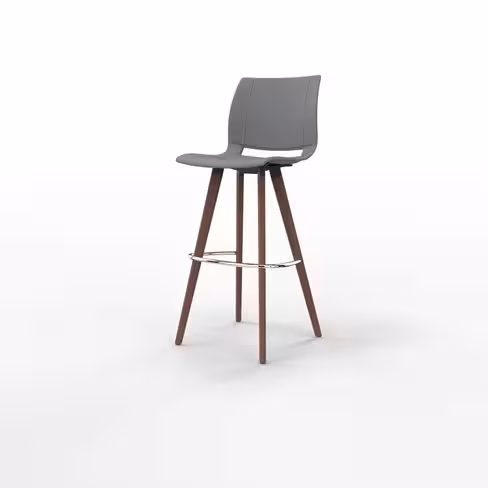 Chaise haute 4 pieds Uni Verso - piètement bois - polypropylène